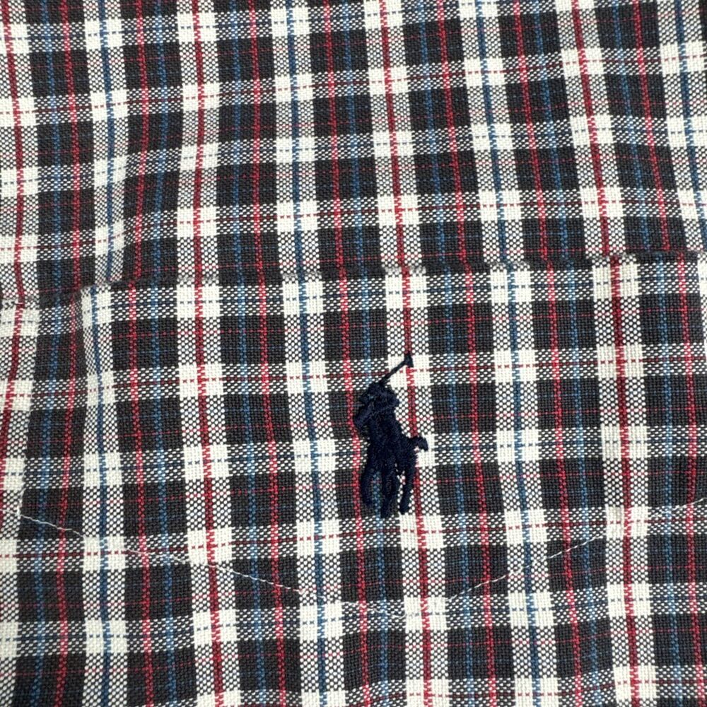 Ralph Lauren Men’s Big Shirt Medium Long Sleeve Button Up Plaid Red Blue Black - Picture 4 of 8